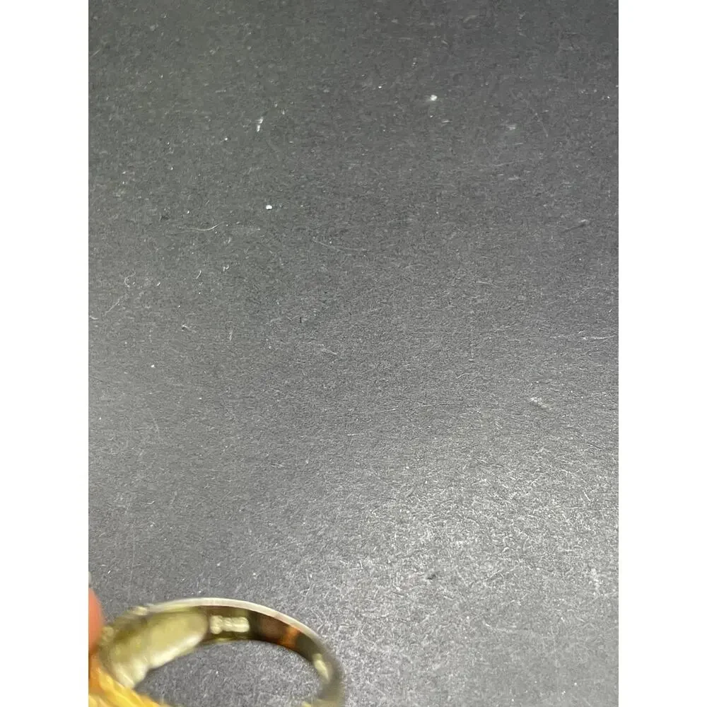 925 Sterling Silver Two Tone Cable Ribbed Bezel Ring Light Green Stone Sz 9
